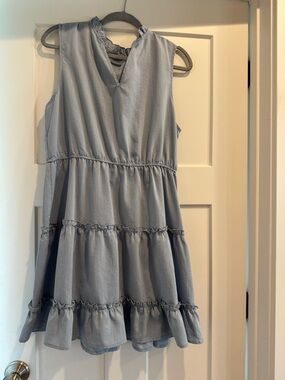 Cupshe Light Blue Sleeveless Tiered V-Neck Dress